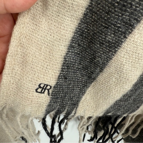 NEW Banana Republic Women Wrap Cardigan Poncho  OS Tan Black Fringe Trim - Picture 4 of 12